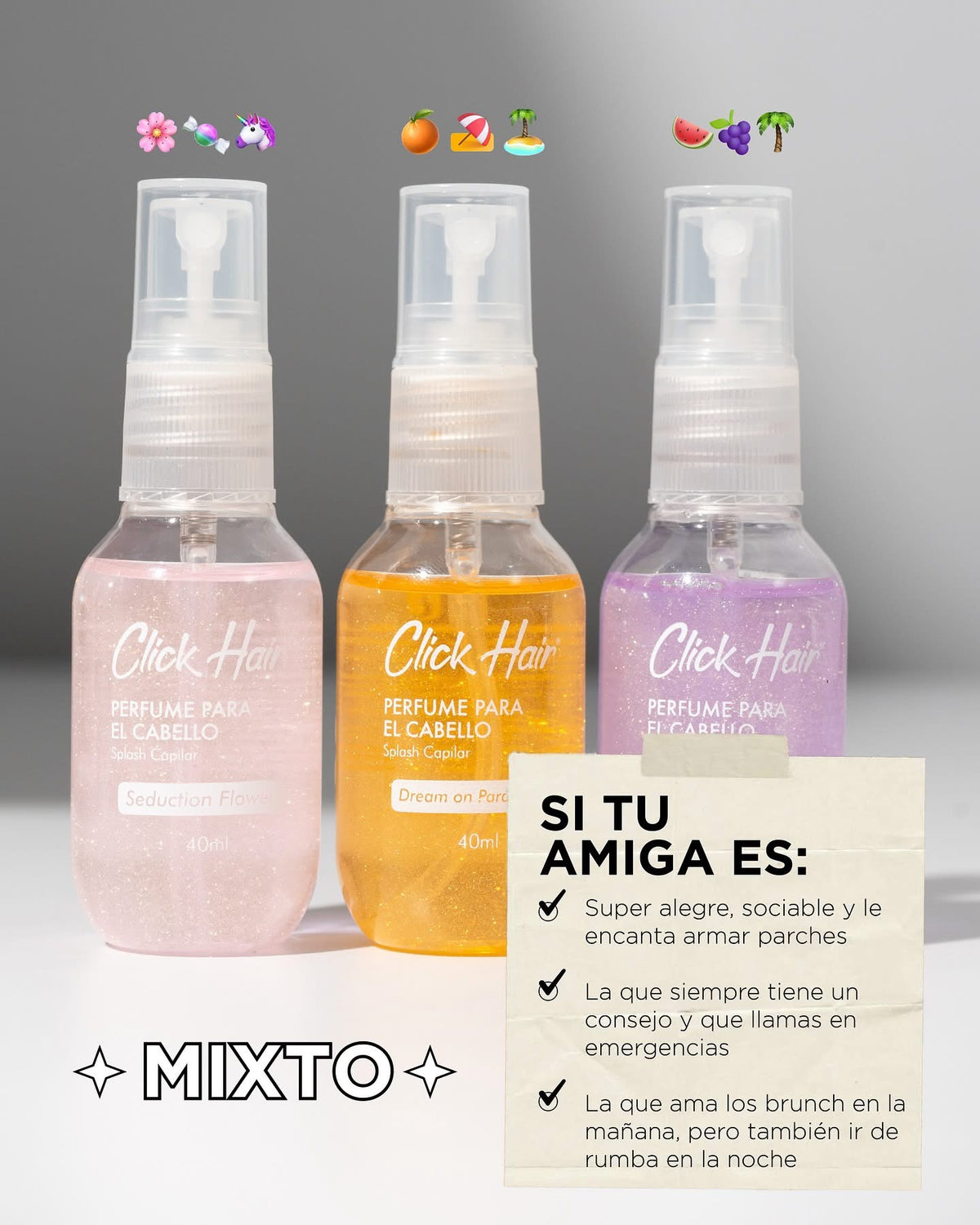 Perfume Capilar Click Hair Mix Mini 3 Pcs