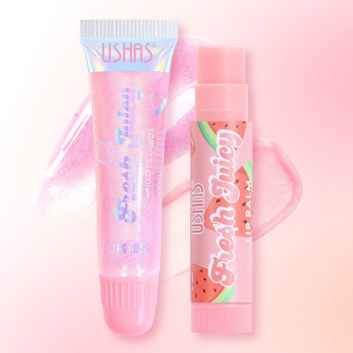 Brillo Con Labial Ushas Duo Fresh Juicy Lip Gloss + Lip Balm