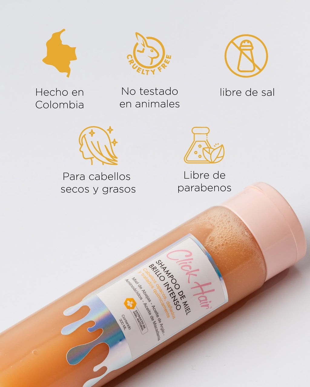 Shampoo Click Hair De Miel 300 Ml