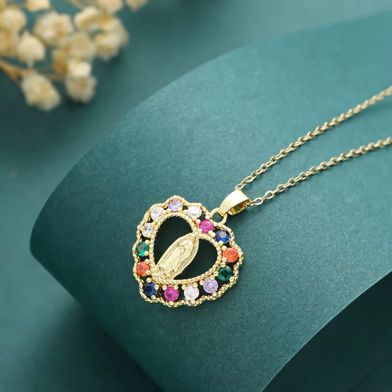 Set cadena con aretes virgen de Guadalupe