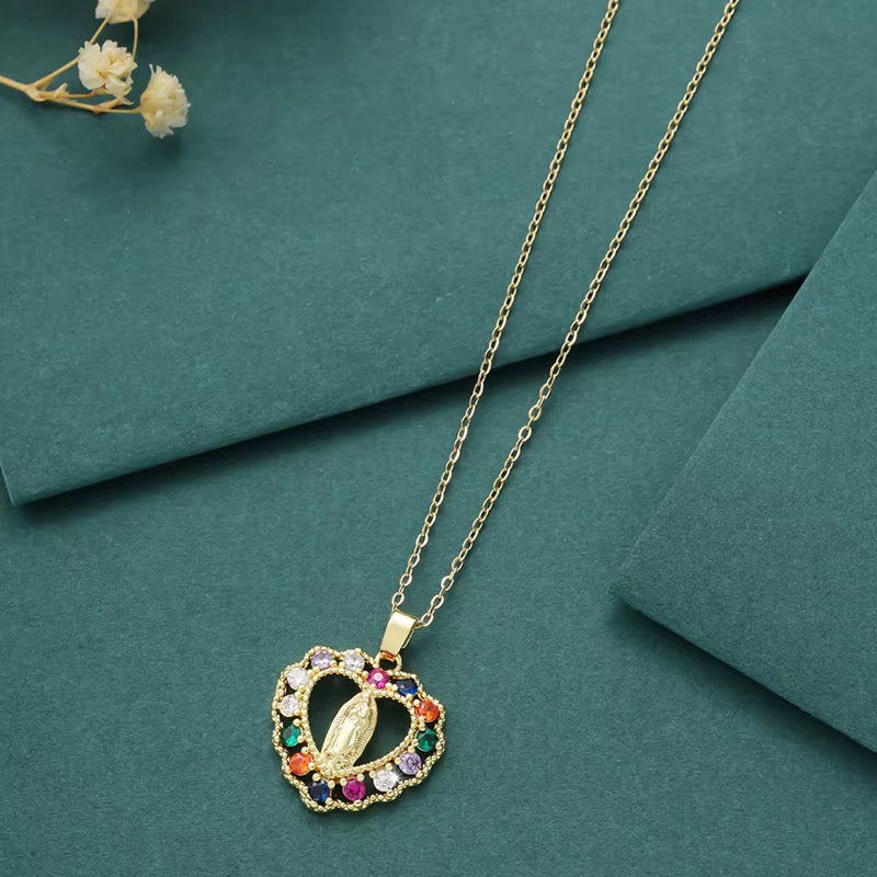 Set cadena con aretes virgen de Guadalupe