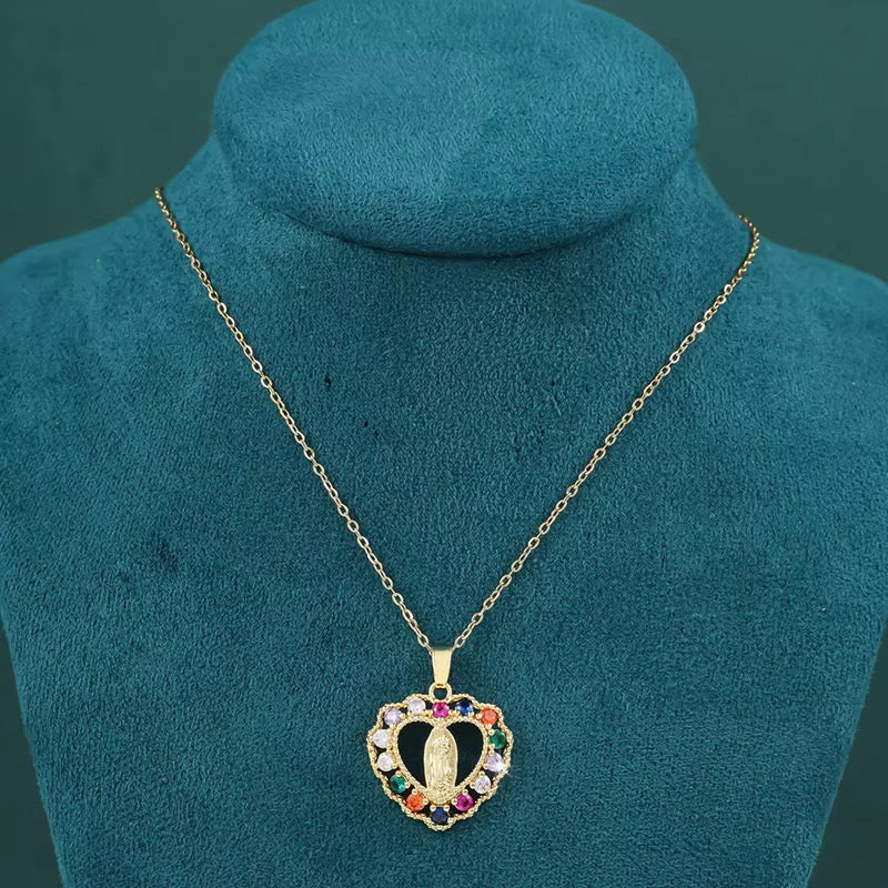 Set cadena con aretes virgen de Guadalupe
