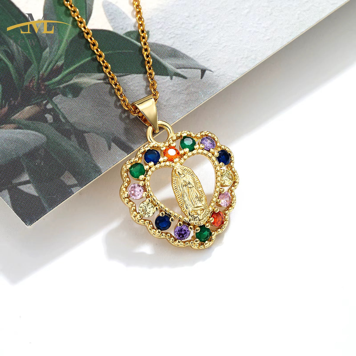 Set cadena con aretes virgen de Guadalupe